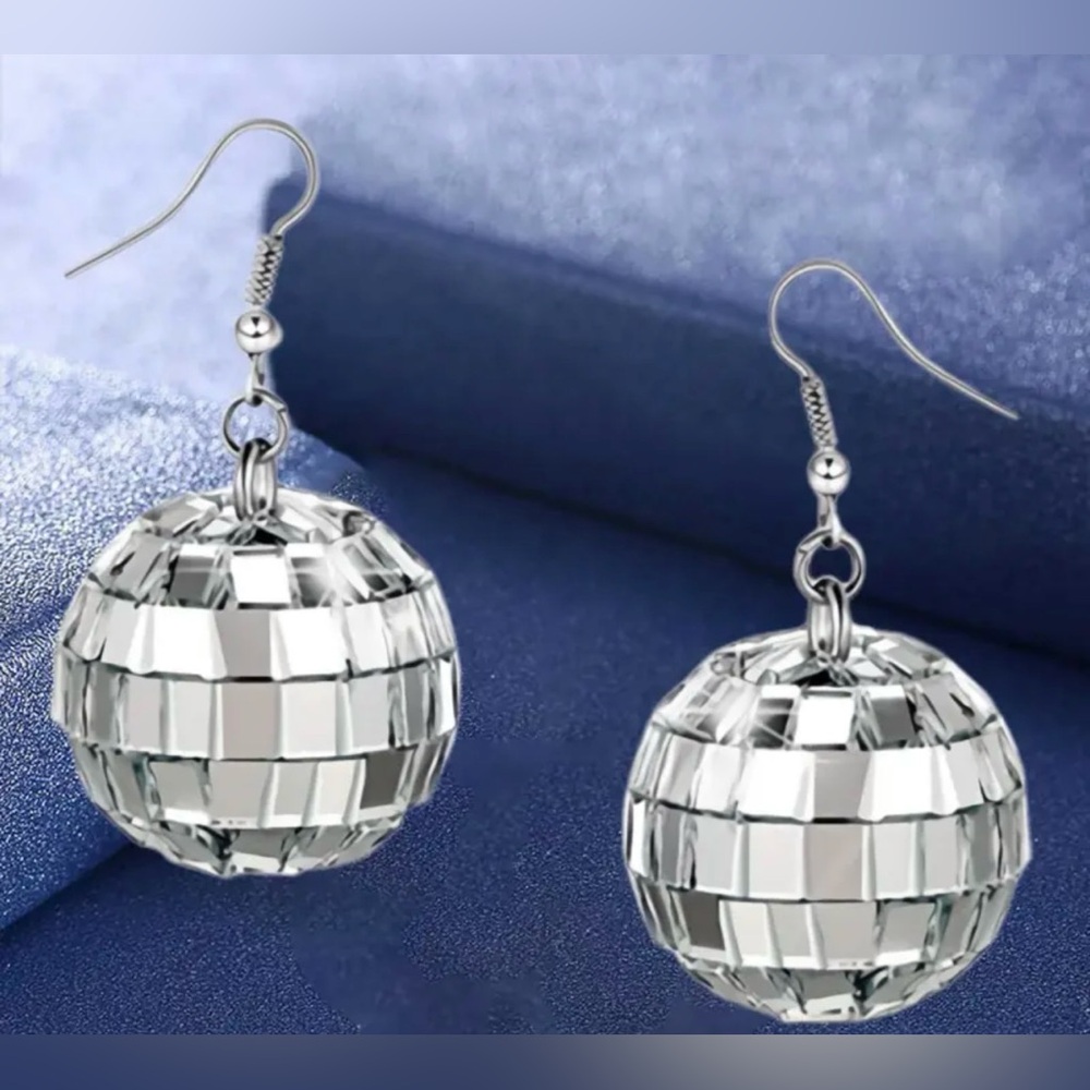 Silver Disco Ball Earrings